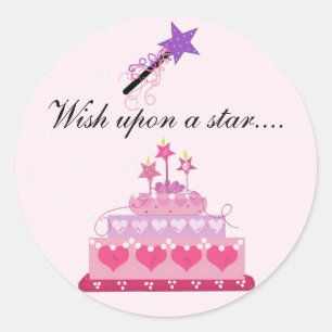  Cake en sterren met Gezegde Ronde Sticker