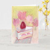 Cake en Tulip Kaart (Gele Bloem)