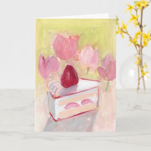 Cake en Tulip Kaart (Gele Bloem)