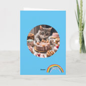 Cake eten kat Verjaardagsviering Schattigee katten Kaart (Achterkant)