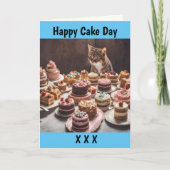 Cake eten kat Verjaardagsviering Schattigee katten Kaart (Voorkant)