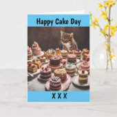 Cake eten kat Verjaardagsviering Schattigee katten Kaart (Gele Bloem)
