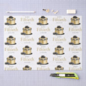 Cake Floral Gold Black 50th Name Happy Birthday Tissuepapier (Craft)