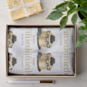 Cake Floral Gold Black 50th Name Happy Birthday Tissuepapier (Geschenk)