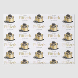 Cake Floral Gold Black 50th Name Happy Birthday Tissuepapier