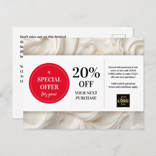 Cake Frosting Bakkerij Bakker Custom Coupon Kortin Briefkaart (Voorkant / Achterkant)