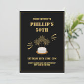 Cake Gold en zwarte 50e verjaardag Kaart (Staand voorkant)