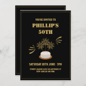 Cake Gold en zwarte 50e verjaardag Kaart (Voorkant / Achterkant)