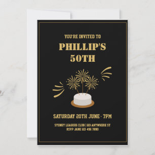 Cake Gold en zwarte 50e verjaardag Kaart