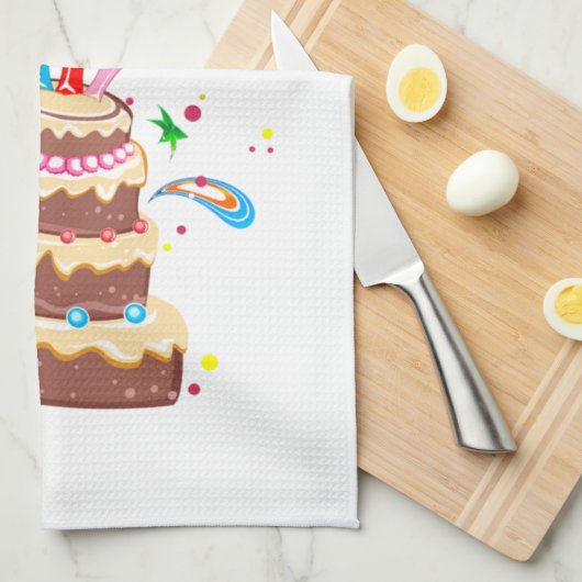 Cake Happy Birthday Theedoek (Quarter Fold)