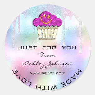 Cake Homemade Bakery Sweets Muffin Logo Smile Pink Ronde Sticker