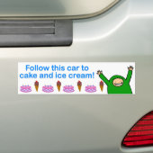 Cake & Ice Cream (blauwe tekst) Bumpersticker (Op auto)