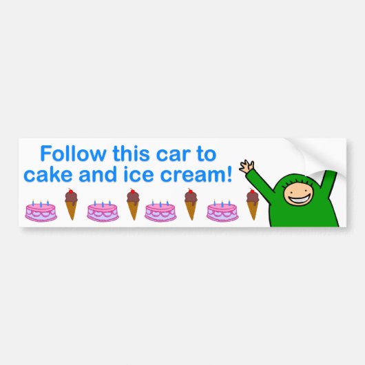 Cake & Ice Cream (blauwe tekst) Bumpersticker (Voorkant)