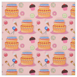 Cake, Ice-cream, Lollipop, Cupcakes Design Patroon Stof
