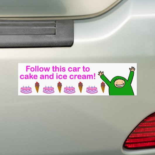 Cake & Ice Cream (roze tekst) Bumpersticker (Op auto)
