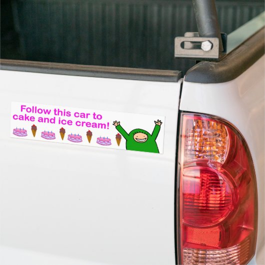 Cake & Ice Cream (roze tekst) Bumpersticker (Op Truck)