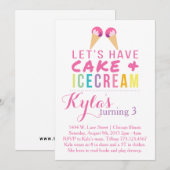 Cake & Ice Cream Uitnodigen Kaart (Voorkant / Achterkant)