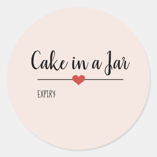 Cake in a Jar blush roze script custom Classic Rou Ronde Sticker (Voorkant)