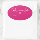 Cake in a Jar blush roze script custom Oval Sticke Ovale Sticker (Tas)