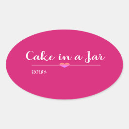 Cake in a Jar blush roze script custom Oval Sticke Ovale Sticker