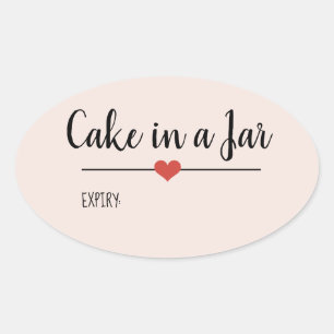 Cake in a Jar blush roze script custom Ovale Sticker