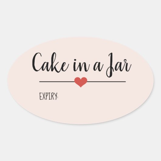 Cake in a Jar blush roze script custom Ovale Sticker (Voorkant)