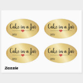Cake in een pot moderne gouden glitters feestdag ovale sticker (Vel)