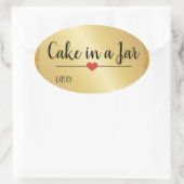 Cake in een pot moderne gouden glitters feestdag ovale sticker (Tas)