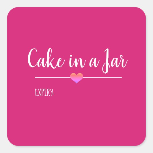 Cake in een Roze Jar-script Vierkante Sticker (Voorkant)