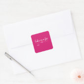 Cake in een Roze Jar-script Vierkante Sticker (Envelop)
