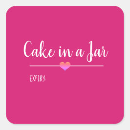 Cake in een Roze Jar-script Vierkante Sticker