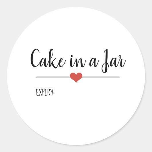 Cake in een wit jar ronde sticker (Voorkant)
