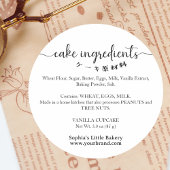 Cake Ingredients Minimalist Bakery Packaging Ronde Sticker
