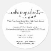 Cake Ingredients Minimalist Bakery Packaging Ronde Sticker (Voorkant)