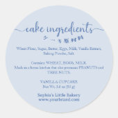 Cake Ingredients Minimalist Blue Bakery Packaging Ronde Sticker (Voorkant)