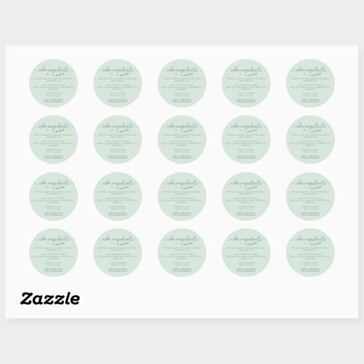 Cake Ingredients Minimalist Green Bakery Packaging Ronde Sticker (Vel)