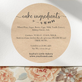 Cake Ingredients Minimalist Kraft Bakery Packaging Ronde Sticker