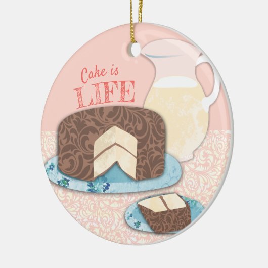 Cake is het snoepgoed van de bakkerij keramisch ornament (Links)