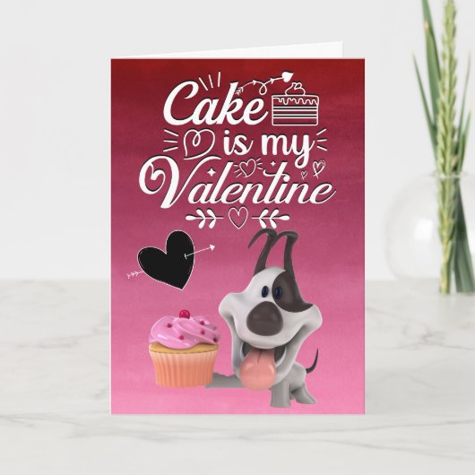 Cake is mijn Valentijn... van de hond Feestdagen Kaart (Voorkant)
