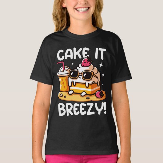 Cake It Breezy Cake Slice Chilling in Beach Baker T-shirt (Voorkant)