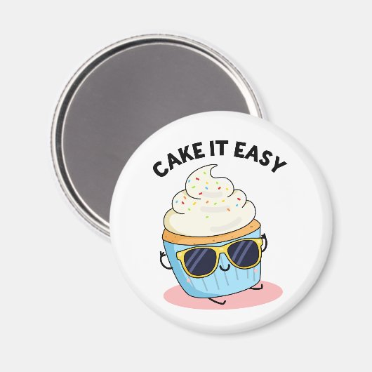 Cake it Easy Funny Cupcake Pun Magneet (Voorkant / Achterkant)