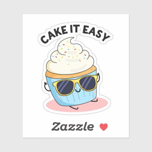 Cake it Easy Funny Cupcake Pun Sticker (Vel)