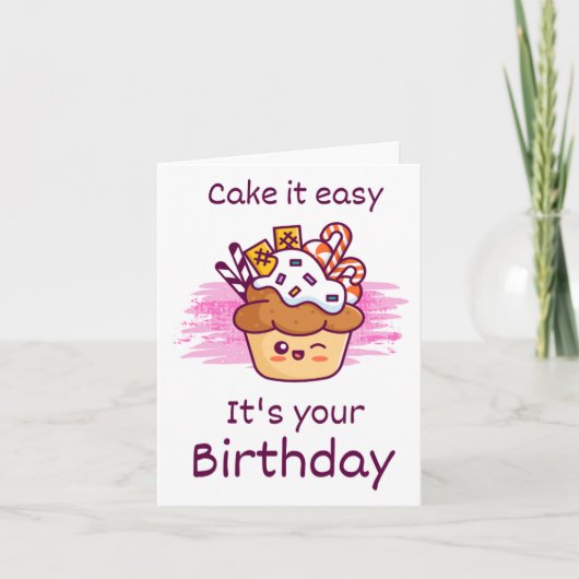 Cake It Easy Puns Verjaardag Kaart (Voorkant)