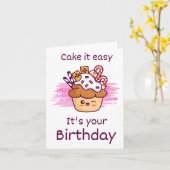 Cake It Easy Puns Verjaardag Kaart (Gele Bloem)