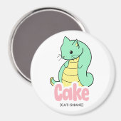 Cake (Kat + Slang) Schattigee Cirkel en Vierkante  Magneet (Voorkant / Achterkant)