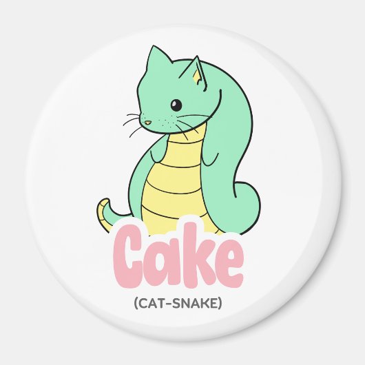 Cake (Kat + Slang) Schattigee Cirkel en Vierkante  Magneet (Voorkant)