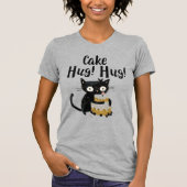 Cake knuffel-grappig zwart grillig kat-verjaardags t-shirt (Voorkant)