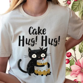 Cake knuffel-grappig zwart grillig kat-verjaardags t-shirt