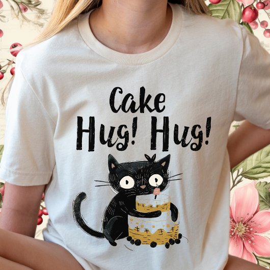 Cake knuffel-grappig zwart grillig kat-verjaardags t-shirt