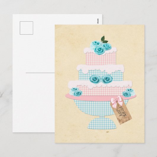  Cake laag met rozen briefkaart cake (Voorkant / Achterkant)